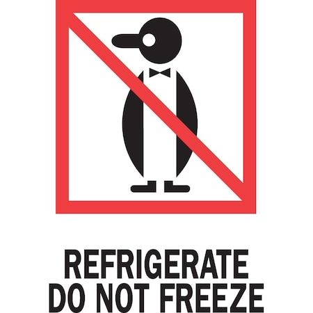 Decker Tape Products Label, DL4000, REFRIGERATE DO NOT FREEZE, 3" X 4" DL4000